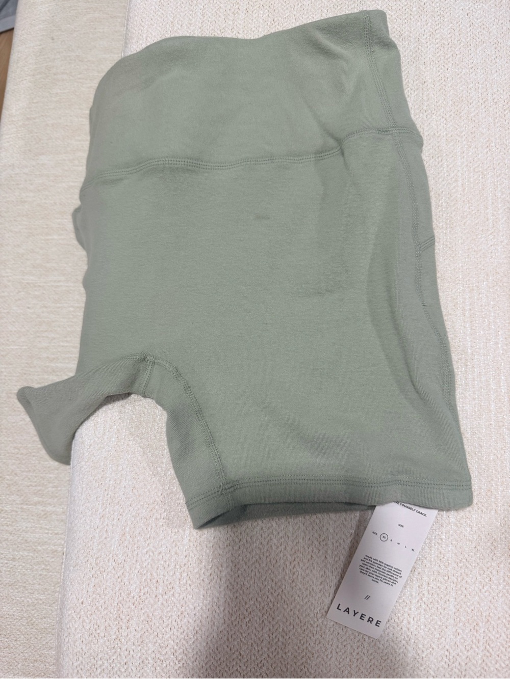 Layere Matcha Latte Organic Cotton High-Rise Biker Shorts Brandnew - Picture 7 of 11